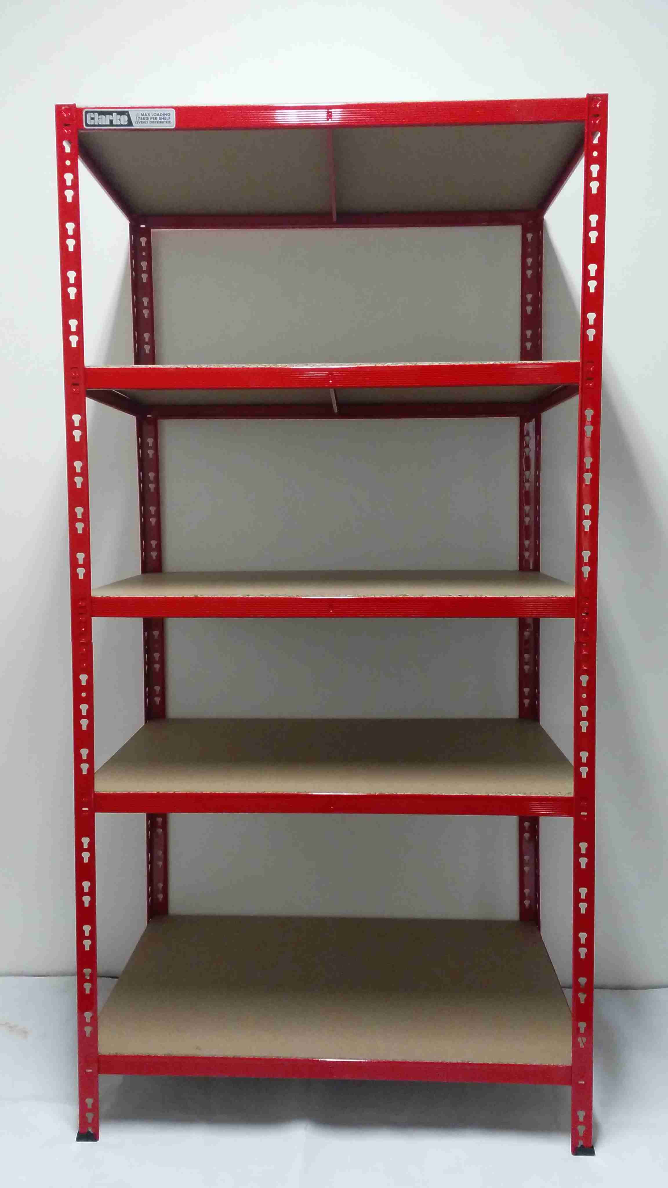 MEGA AKCIA 5-ti policový regál lakovaný 180x90x30 175kg - červena , SKLADOM