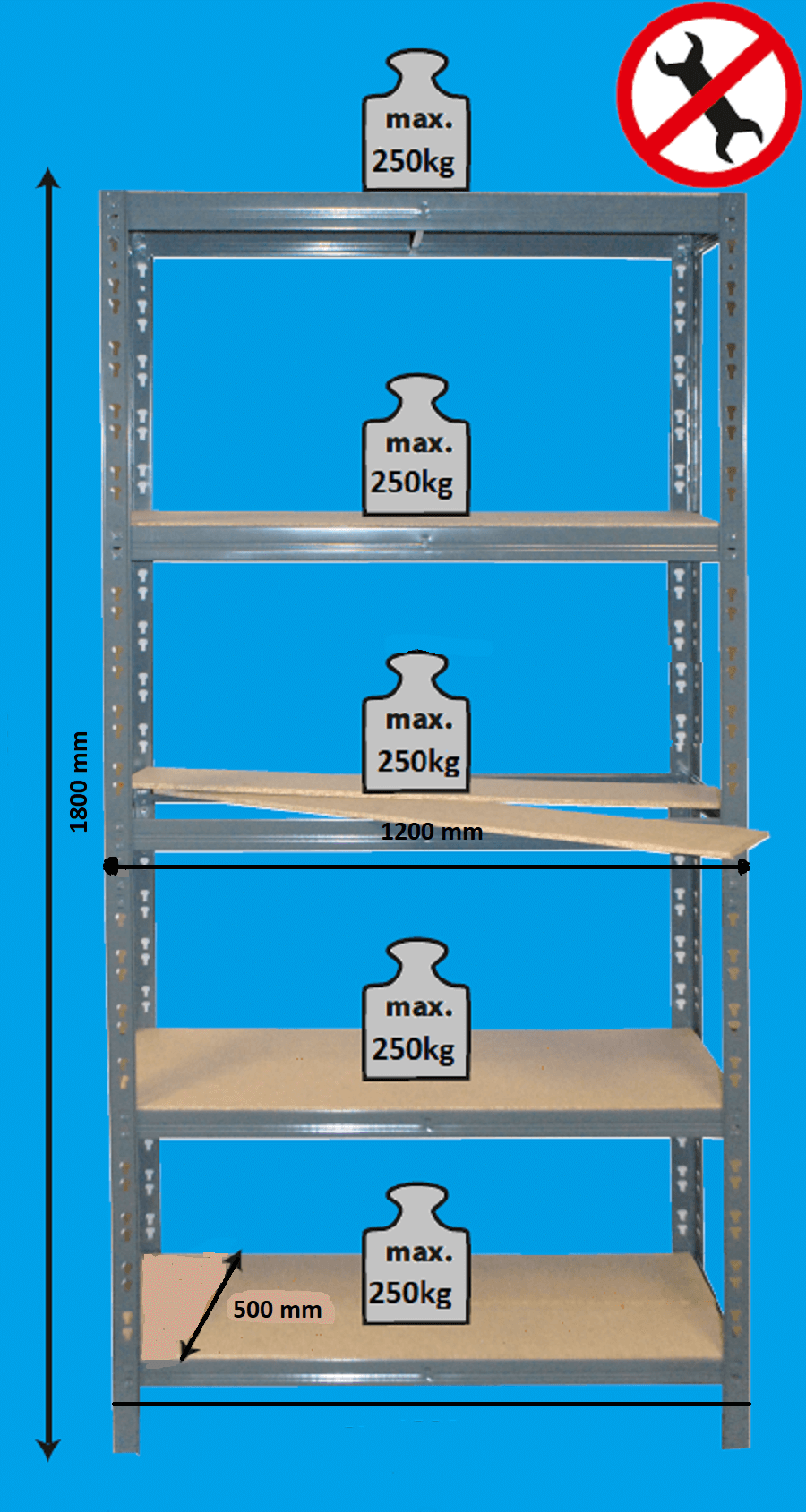 SPECIÁLNÍ AKCE 5-ti policový regál lakovaný 180x120x50 175kg na polici,Barva - tm. šedá