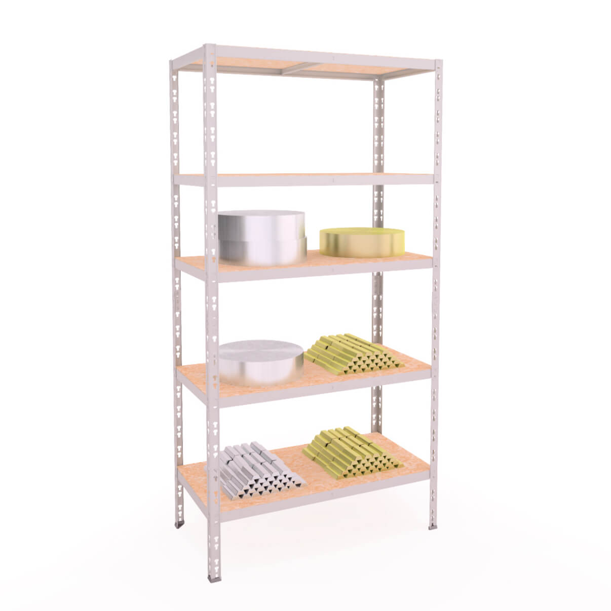 MEGA AKCIA 5-ti policový regál lakovaný 180x90x30 175kg na polici,Farba - biela